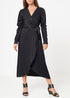 Black stripe satin long sleeve mini dress by Lemon Hera, featuring a sleek, fitted design with elegant long sleeves.