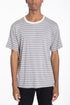 Lime Milo Cotton Stripe Tee 8509, casual t-shirt with blue and white stripes, soft cotton fabric, displayed on a hanger.