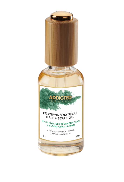 Yellow Bittercress Addicted Beauty Fortifying Natural Hair and Scalp bath and beauty product with garlic extract for hair care.