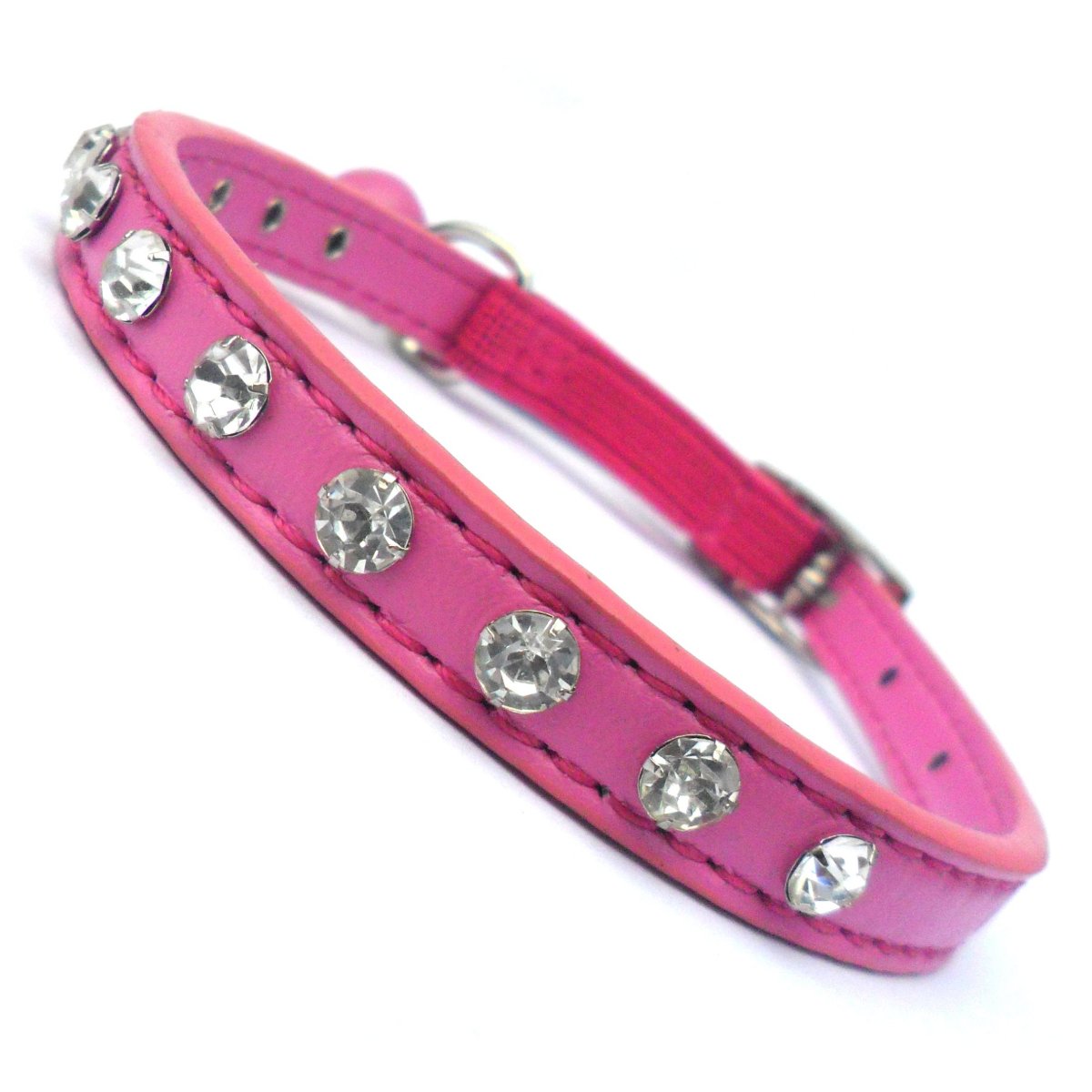 Deep pink Glamour Puss cat collar by Salmon Oscar featuring elegant design and adjustable fit for feline comfort.