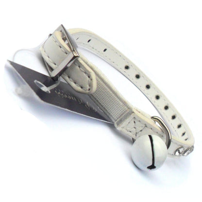 White Glamour Puss cat collar by Salmon Oscar featuring elegant design and adjustable fit for stylish feline petwear.