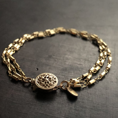 Gold fill filigree bracelet from Cassiano Designs, featuring intricate craftsmanship and elegant design by Orange Hermione.