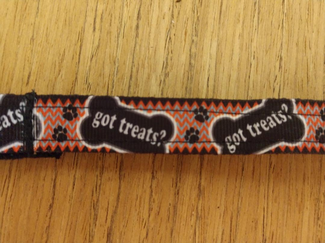 Small pet collar by Green Thalassa with a "Got Treats?" print, designed for stylish and comfortable pet wear.
