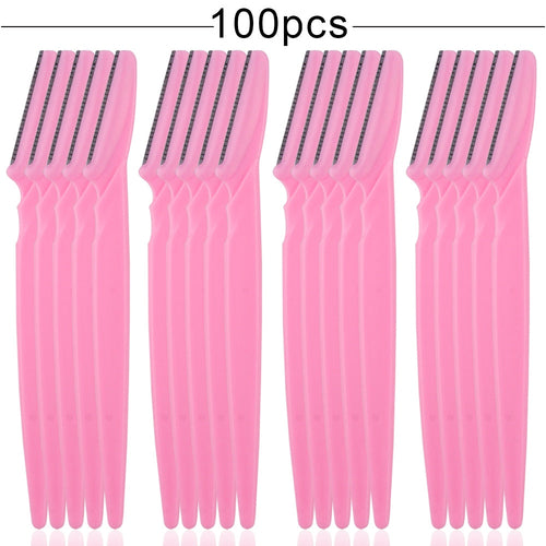 Maroon Asteria 100PCS eyebrow shaper and trimmer set, portable makeup tool for eyebrow shaping and hair removal.