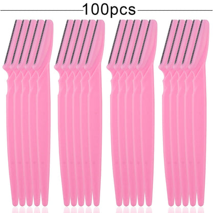 Maroon Asteria 100PCS eyebrow shaper and trimmer set, portable makeup tool for eyebrow shaping and hair removal.
