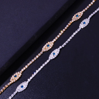Red Iphigenia beach women crystal evil eye anklet bracelet with vintage design and decorative charms on a delicate anklet.