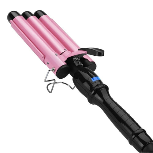 Maroon Asteria triple barrel hair curler with 25mm barrels and fast heating for creating waves and curls, 220℃ temperature.