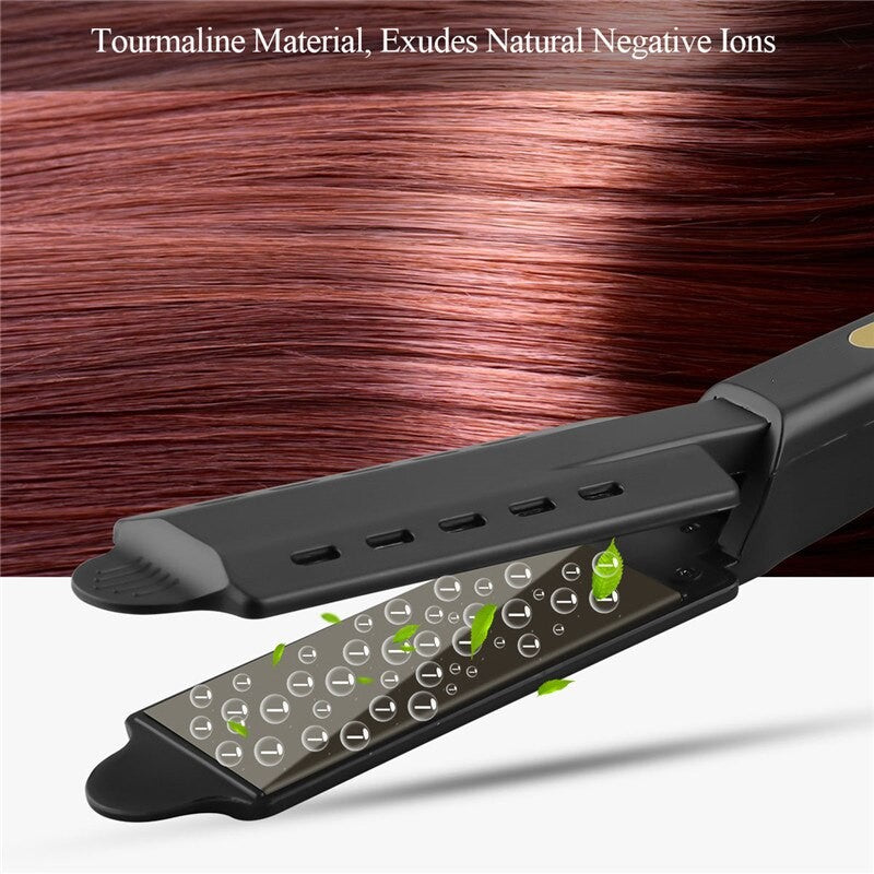 Maroon Asteria professional hair straightener with wet-to-dry ceramic plates, flat iron for fast styling and sleek hair.