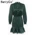 Fuchsia Simba BerryGo vintage ruffled lace satin dress for women, featuring elegant lace details and a ruffled design.