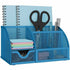 Maroon Asteria sturdy desktop organizer for home office, school, or college, holding pens, notebooks, and supplies on a workspace.