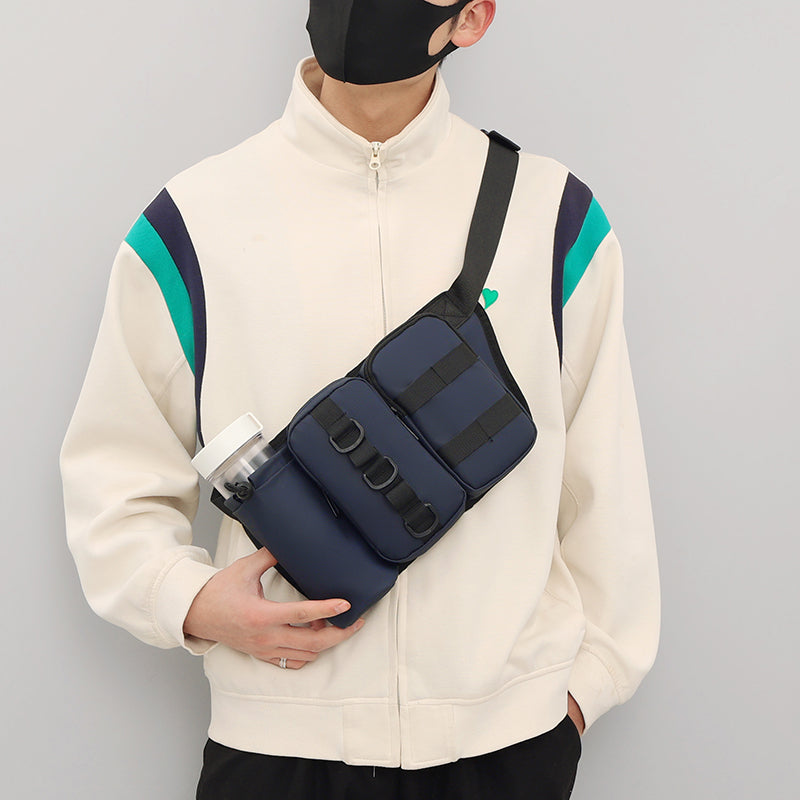 Jade Lemon multifunctional sports outdoor handbag with water bottle holder, suitable for running and outdoor activities.