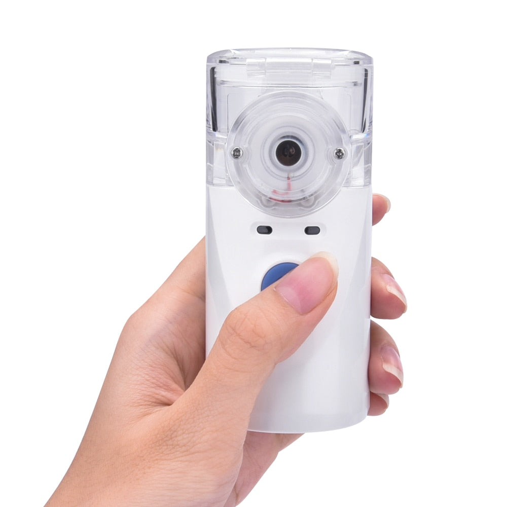 Maroon Asteria portable nebulizer inhaler for babies, compact skincare device for steaming and respiratory relief.