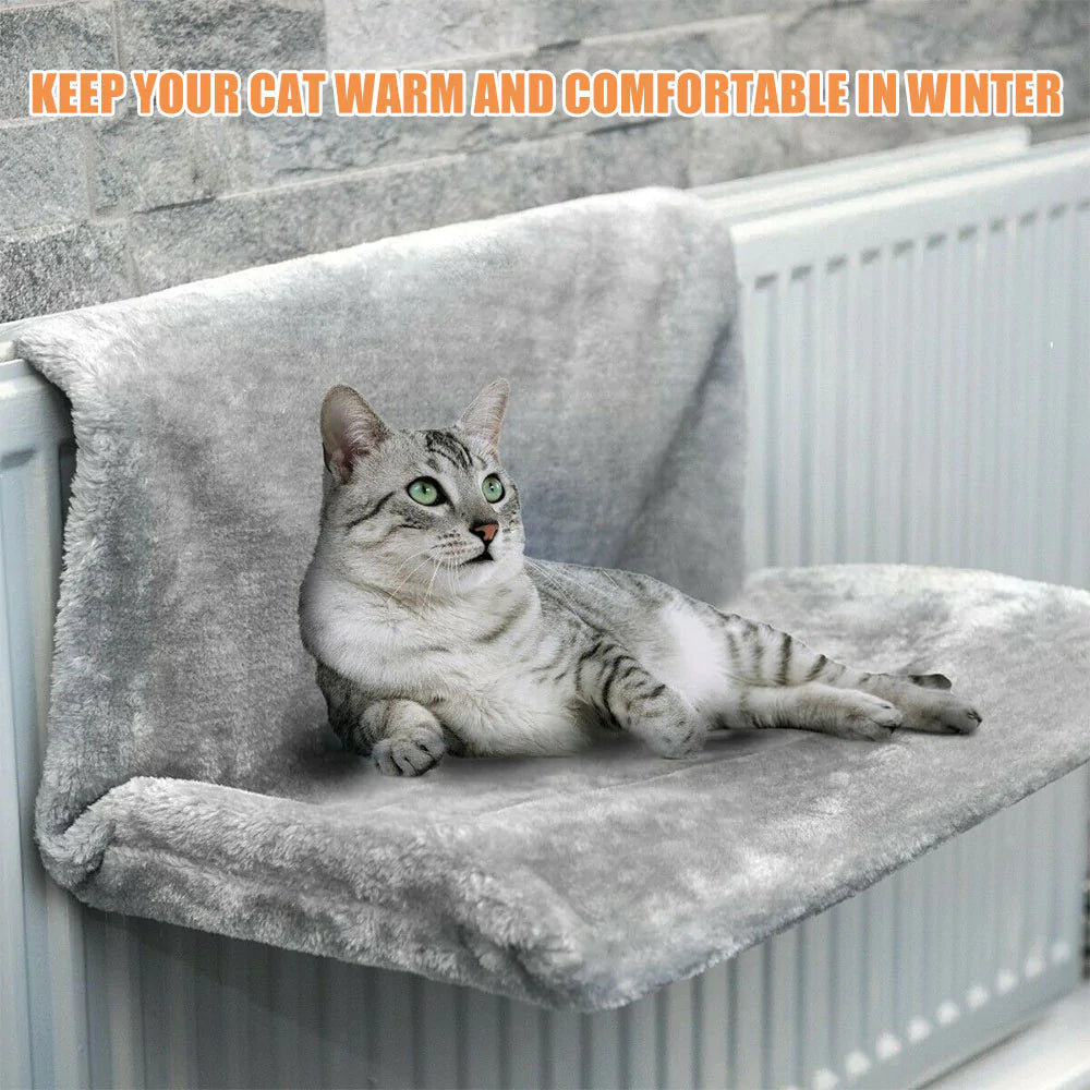 Yellow Pandora cozy portable cat hanging hammock bed with soft fabric and secure suspension for comfortable feline relaxation.