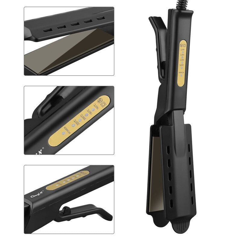 Maroon Asteria professional hair straightener with wet and dry straight plates for smooth, straight hair styling.