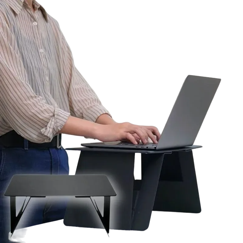 Portable Laptop Desk Stand: Foldable &amp; Adjustable, Ideal for Bed, Couch, Office - Black