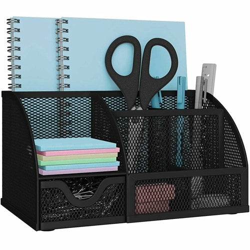 Maroon Asteria sturdy desktop organizer with compartments for home office, school, or college desk storage.
