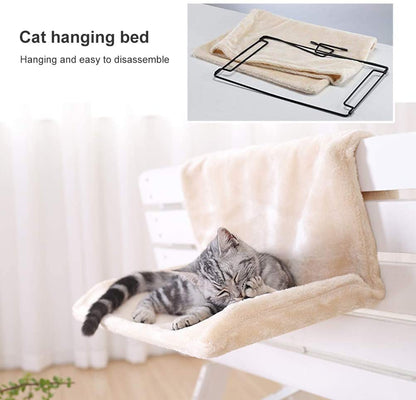 Yellow Pandora cozy portable cat hanging hammock bed with soft fabric and secure straps for comfortable feline relaxation.