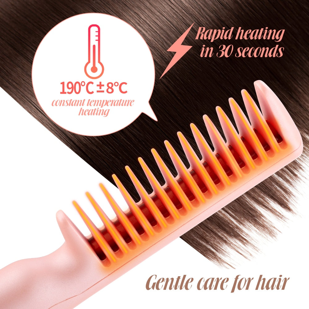 Maroon Asteria 2-in-1 hair straightener and curling brush with tourmaline ceramic technology for smooth, styled hair.