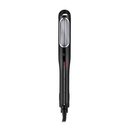 Maroon Asteria automatic rotating hair curler creating professional corrugated waves in a haircare setting.