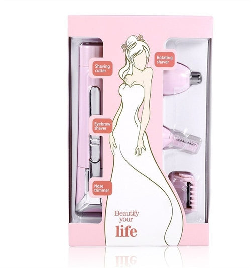 Maroon Asteria electric mini facial trimmer for painless hair removal and multi-function haircare, shown in close-up image.