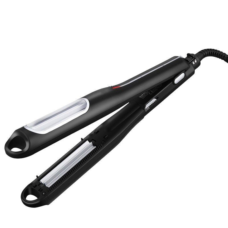 Maroon Asteria automatic rotating hair curler creating professional corrugated waves for fast, stylish hair curling.