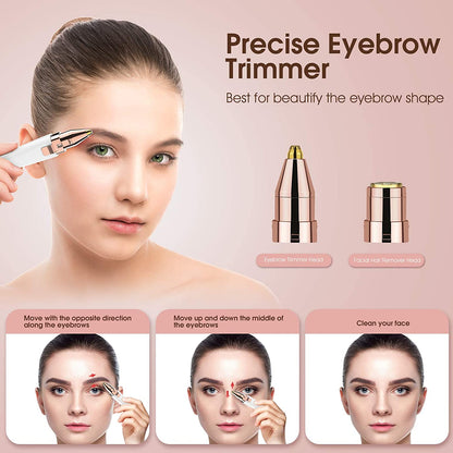 Maroon Asteria 2-in-1 electric eyebrow trimmer for women, painless epilator for precise eyebrow grooming and shaping.