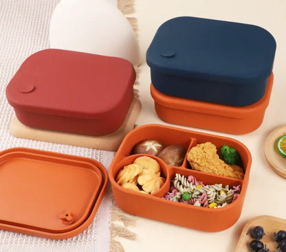 Rose Oscar BPA free microwave-safe silicone food container, heat-resistant bento for kitchen use, flexible and durable food storage.