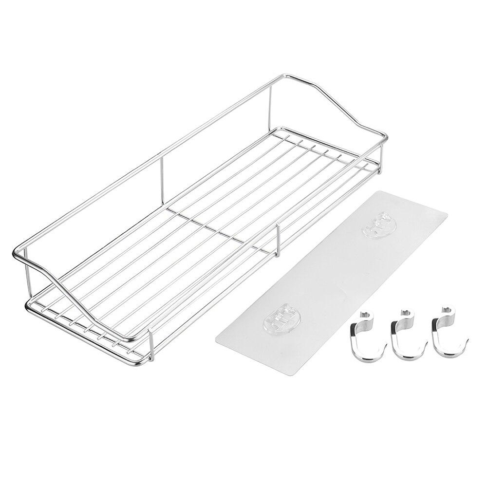 Maroon Asteria stainless steel bathroom storage shelf mounted without punch holes, ideal for organizing toiletries.