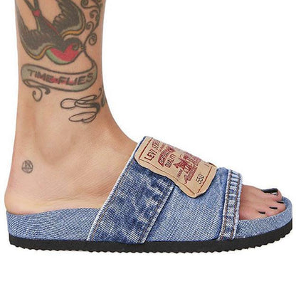 Blue and black denim women&