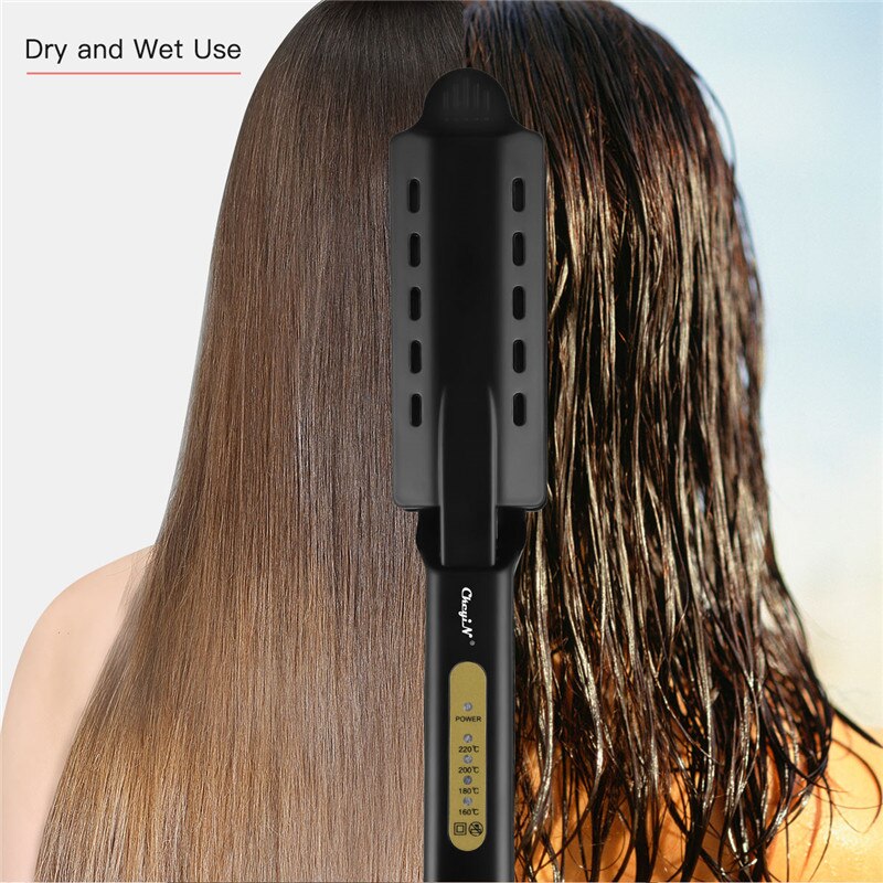 Maroon Asteria professional hair straightener with wet-dry flat iron plates for fast styling and sleek hair results.