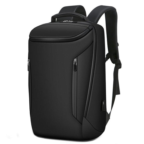 Maroon Asteria waterproof business backpack for men with USB charging port, made of durable Oxford fabric.