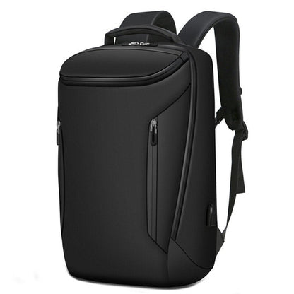 Maroon Asteria waterproof business backpack for men with USB charging port, made of durable Oxford fabric.