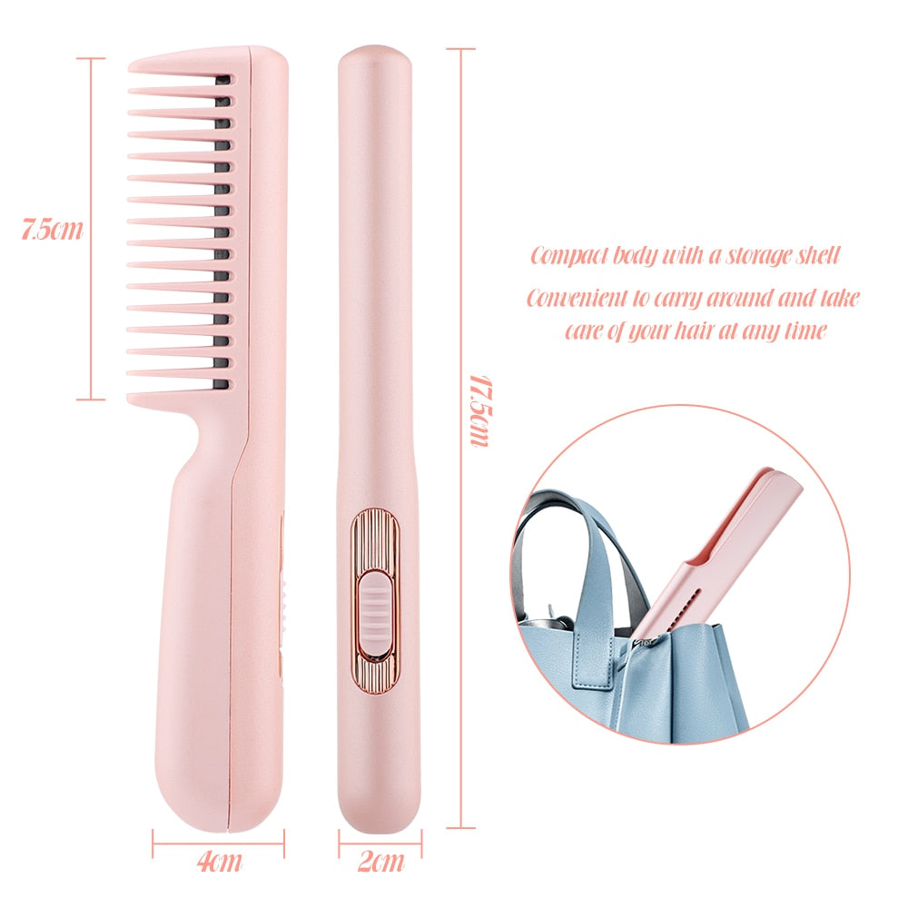 Maroon Asteria 2-in-1 hair straightener and ceramic curling brush for smooth, styled hair and easy styling.