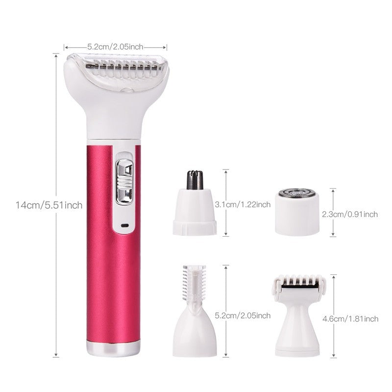 Maroon Asteria 5-in-1 women epilator and eyebrow trimmer for hair removal, featuring a compact lady shaver design.