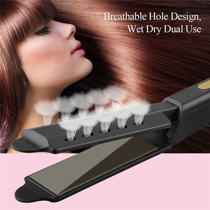Maroon Asteria professional wet/dry hair straightener with flat iron plates for fast, sleek styling.