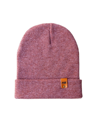 Azure Arrowwood HAAKWEAR knit cuffed beanie in rusty burgundy, soft, warm hat with a classic knit design and cuffed style.