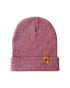 Azure Arrowwood HAAKWEAR knit cuffed beanie in rusty burgundy, soft, warm hat with a classic knit design and cuffed style.