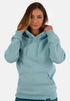 Pear Juniper HIGH STD hoodie for women in baby blue, showcasing a casual fit and soft fabric, ideal for everyday wear.
