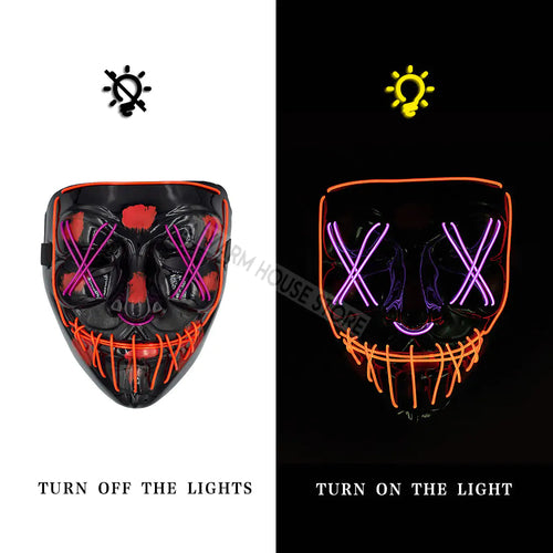 White Eucalyptus Halloween LED mask for pets, featuring glowing lights and spooky design for fun pet costumes.