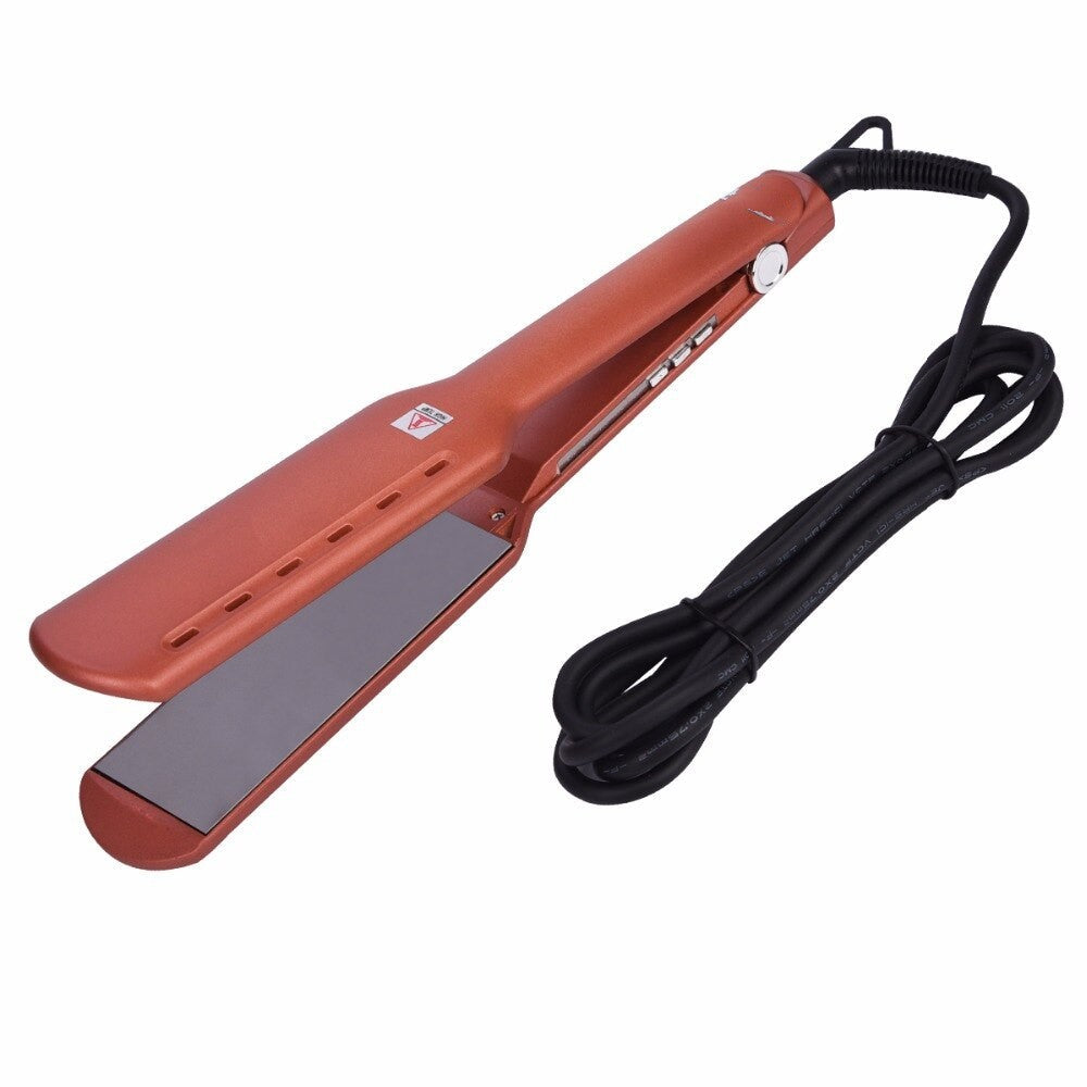 Maroon Asteria professional hair flat iron with adjustable temperature for straightening and styling hair.