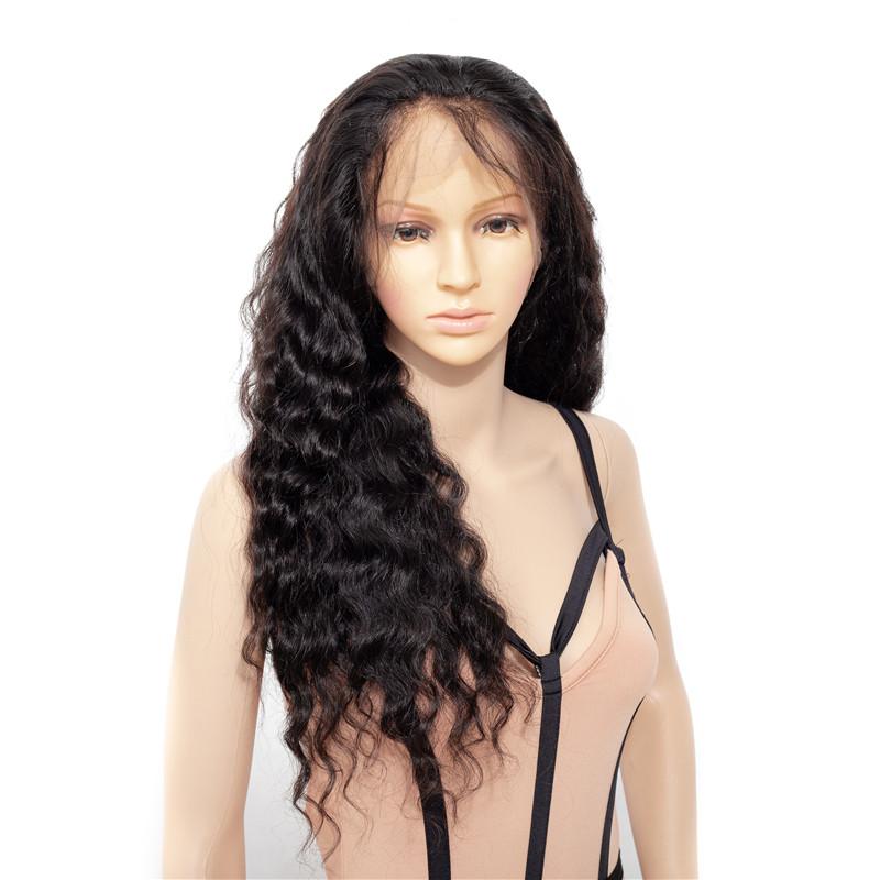 Cerise Alfie BeuMax Brazilian 13x4 natural wave lace front human hair wig, showing the detailed lace front and wavy texture.