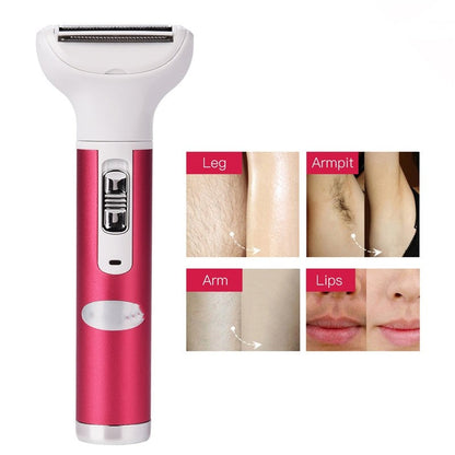 Maroon Asteria 5-in-1 electric lady shaver for painless hair removal, epilator, and shaving in a compact design.