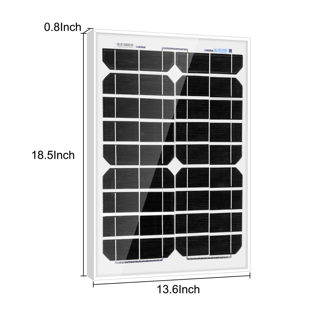 Fuchsia Rose 20 Watt 12 Volt monocrystalline solar panel for outdoor use, showing the black solar cells and mounting frame.