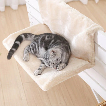 Yellow Pandora cozy portable cat hanging hammock bed with soft fabric and secure straps for comfortable feline relaxation.