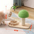 Yellow Pandora pet tree scratching post with attached toy, featuring sisal scratching surface and colorful hanging toy for cats.