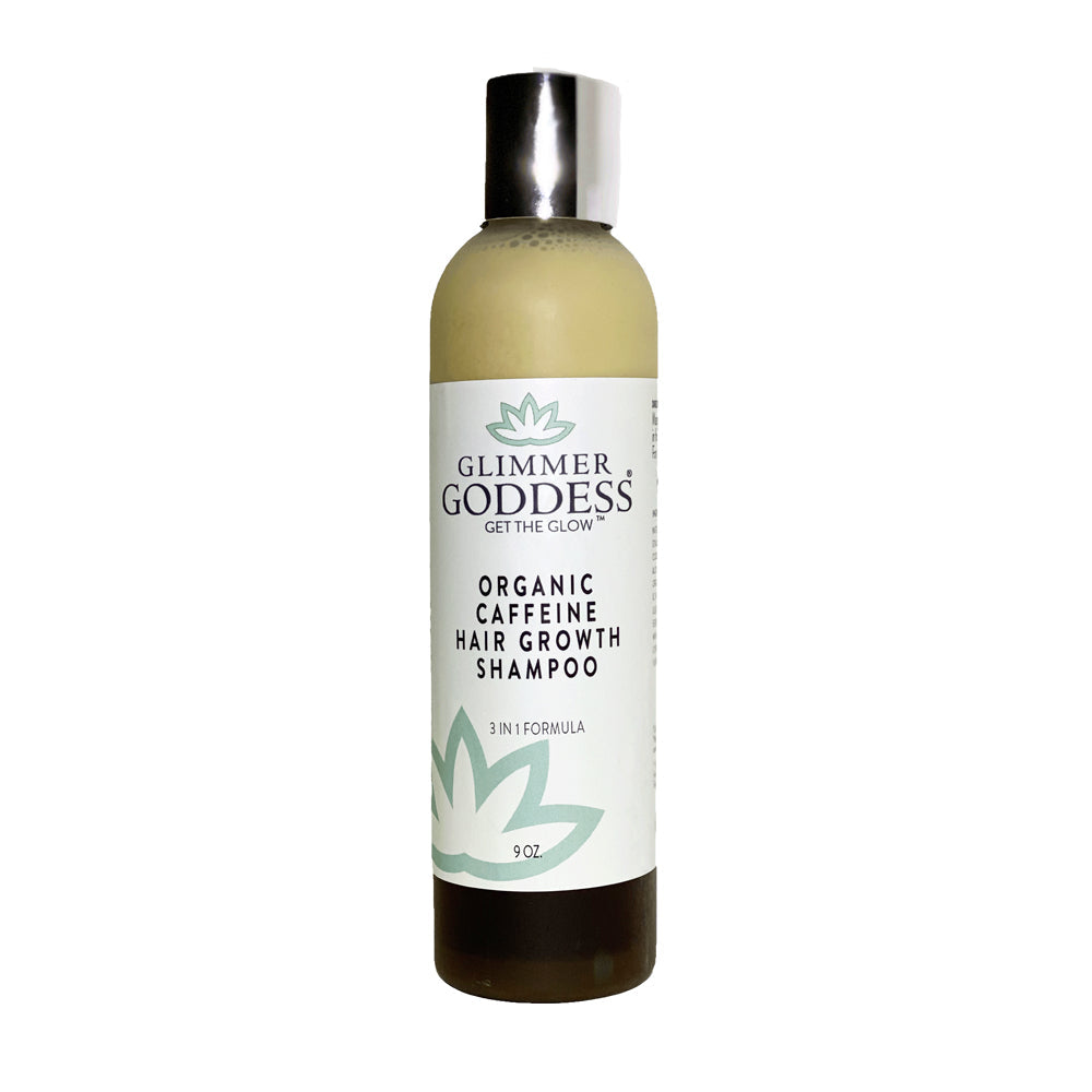 White Thalassa Organic Caffeine Hair Growth Shampoo in 8oz bottle, nourishing bath and beauty product for healthy hair.