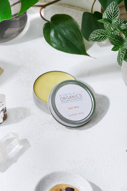 White Smokey organic hair wax for babies, children, and adults, showing a small jar of natural hair styling wax.