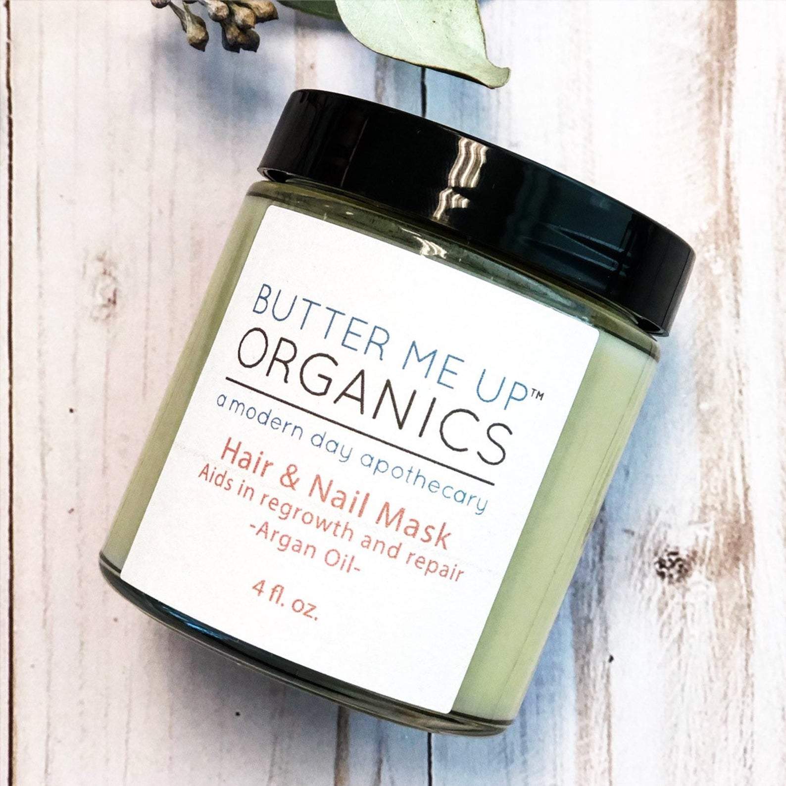 White Smokey Hair and Nail Mask for promoting long hair growth and healthy nails, shown in a sleek packaging image.