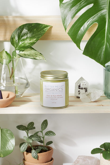 White Smokey Hair and Nail Mask for long hair growth and healthy nails, featuring creamy texture and nourishing ingredients.