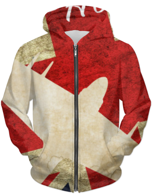 Scorpius vintage WW2 Hawker Typhoon unisex zip hoodie featuring military aircraft design on front, casual sweater style.